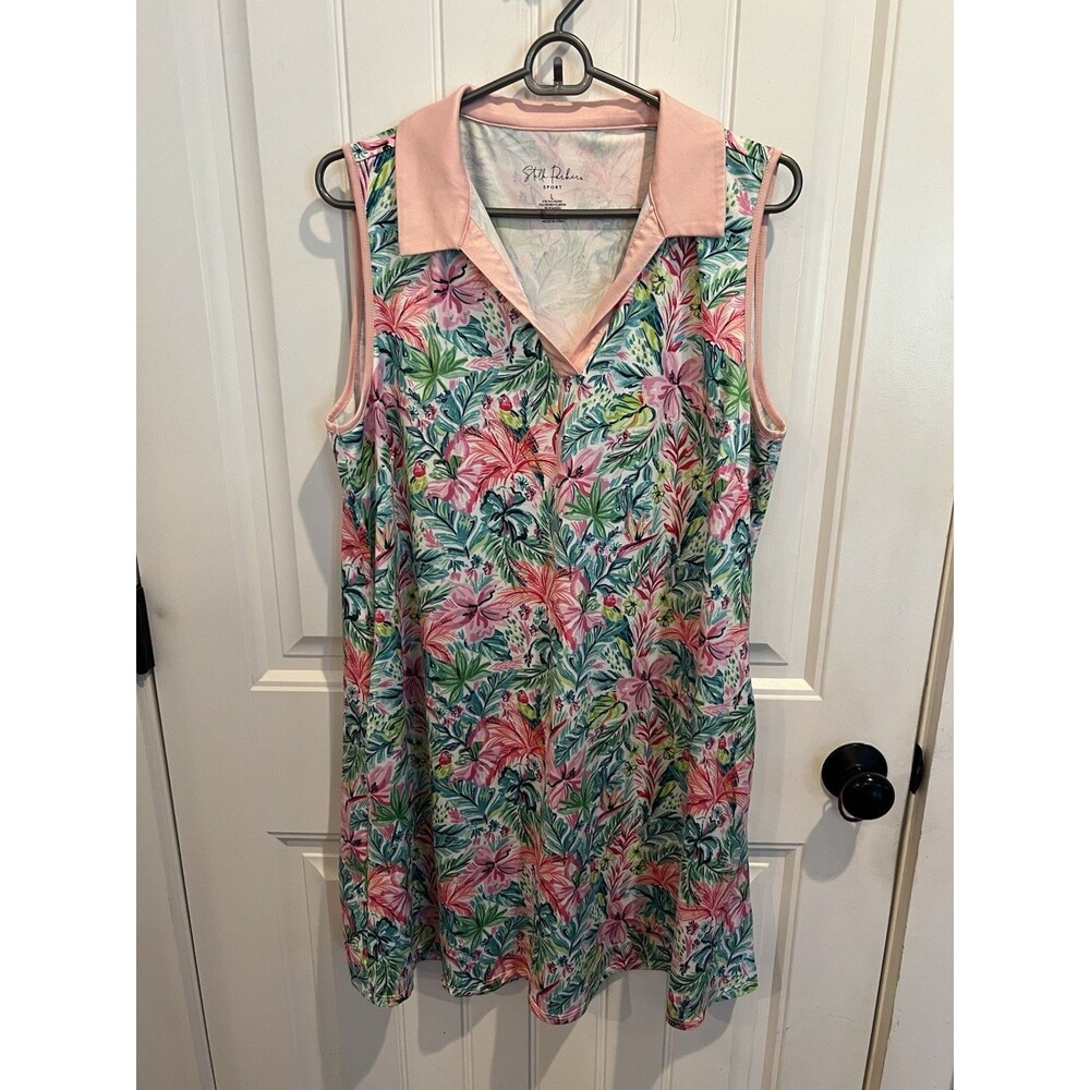 Stella Parker Sport Women’s Large Tropical Floral Sleepless Golf Polo Dress L